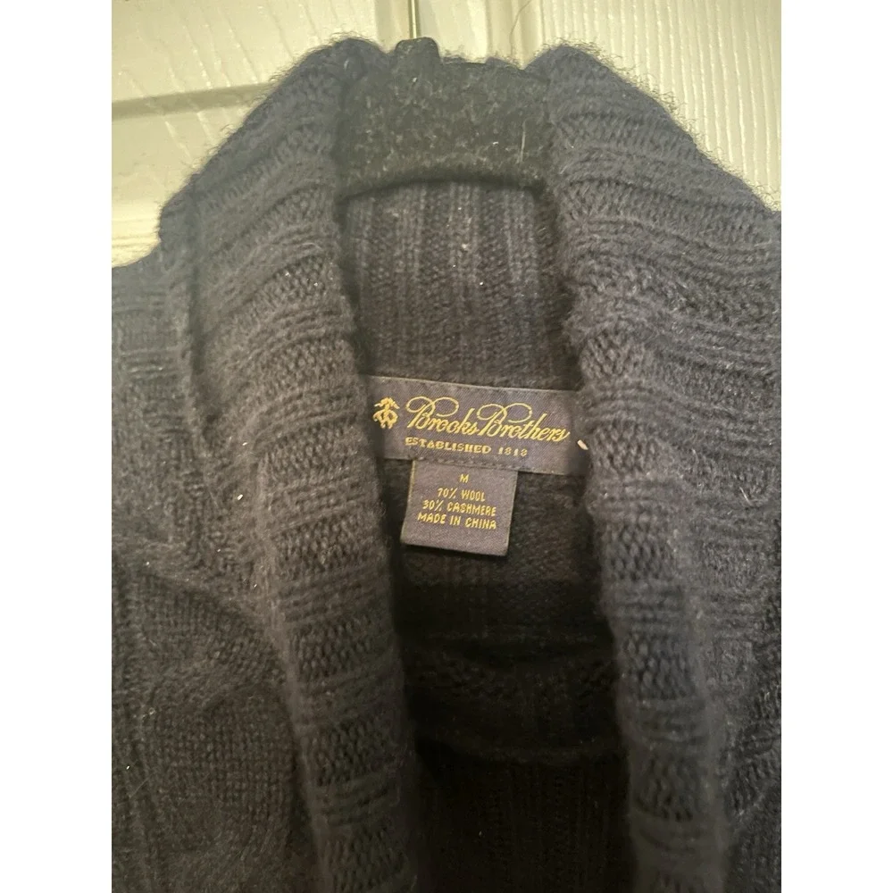 Brooks Brothers Black Cable Knit Turtleneck Sweater